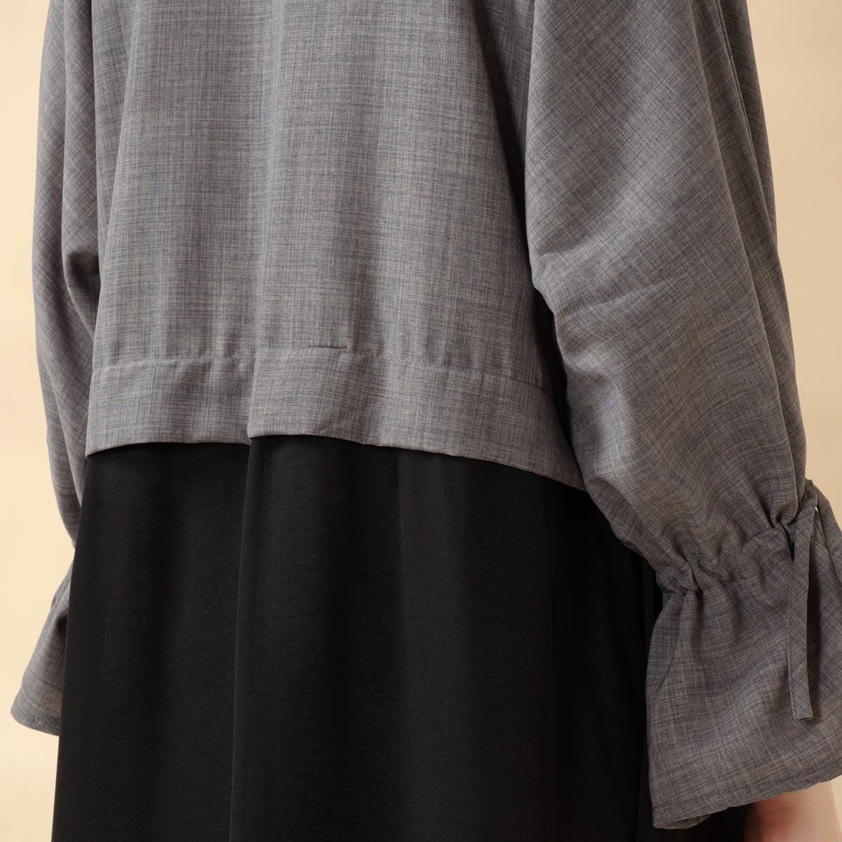 Princess Style 2 - Tone Contrast Ruffle Sleeves Open Abaya (MOA126) - Mariam's Collection