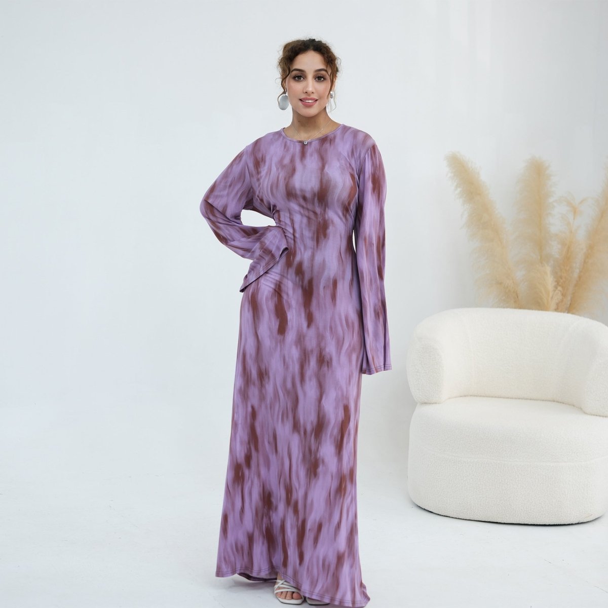Print Stretch Maxi Dress(MS429) - Mariam's Collection