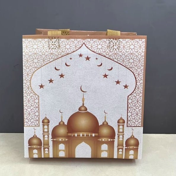 Ramadan Eid Mubarak Handheld Gift Bag Set | Islamic Printed Non - Woven Tote Bags (MAC389) - Mariam's Collection