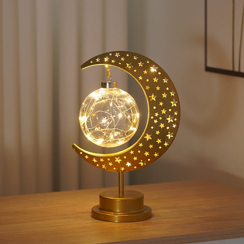 Ramadan Iron Star & Crescent Lamp Festive Candle Holder Decor (MAC399) - Mariam's Collection