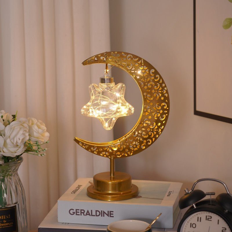 Ramadan Iron Star & Crescent Lamp Festive Candle Holder Decor (MAC399) - Mariam's Collection