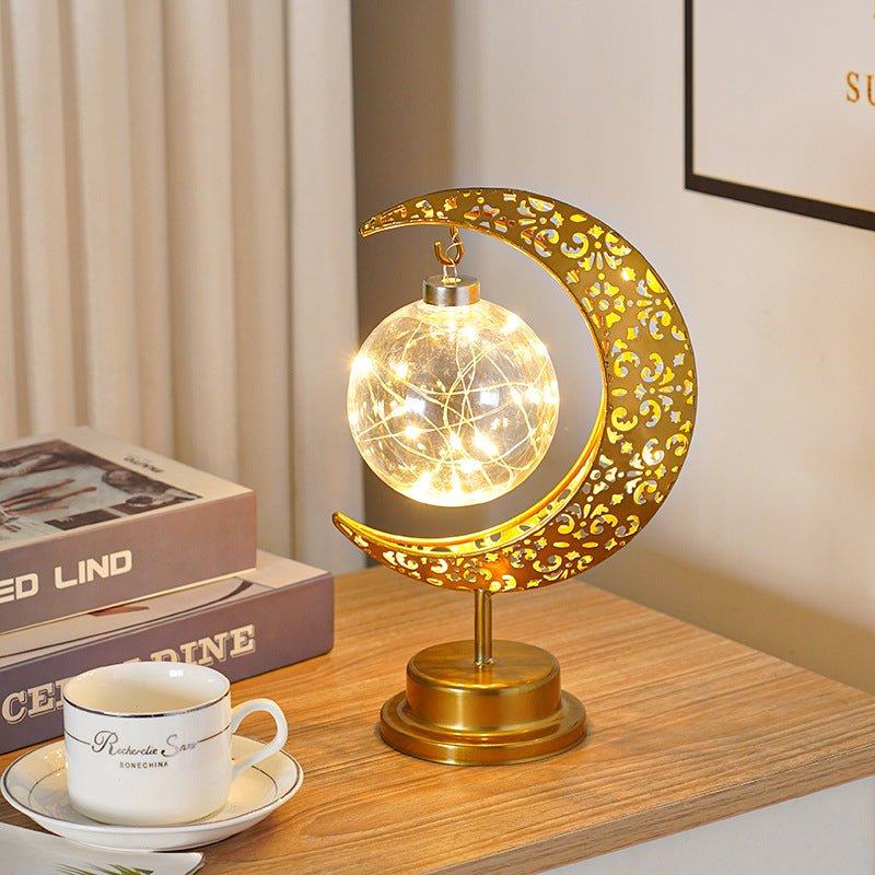 Ramadan Iron Star & Crescent Lamp Festive Candle Holder Decor (MAC399) - Mariam's Collection