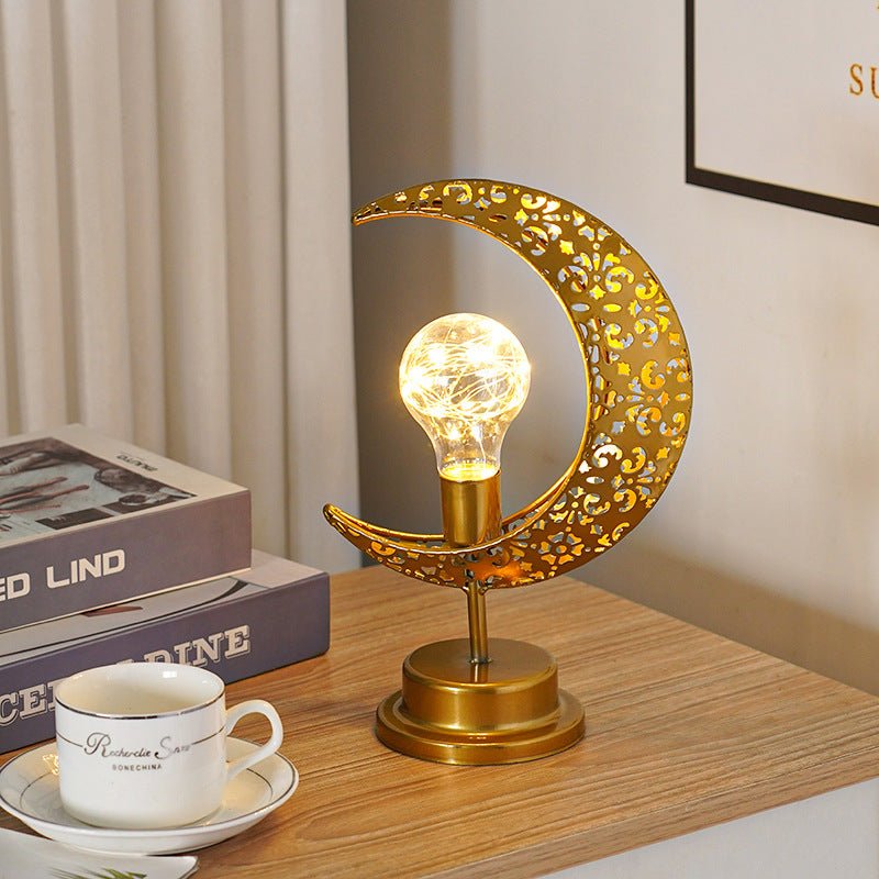Ramadan Iron Star & Crescent Lamp Festive Candle Holder Decor (MAC399) - Mariam's Collection