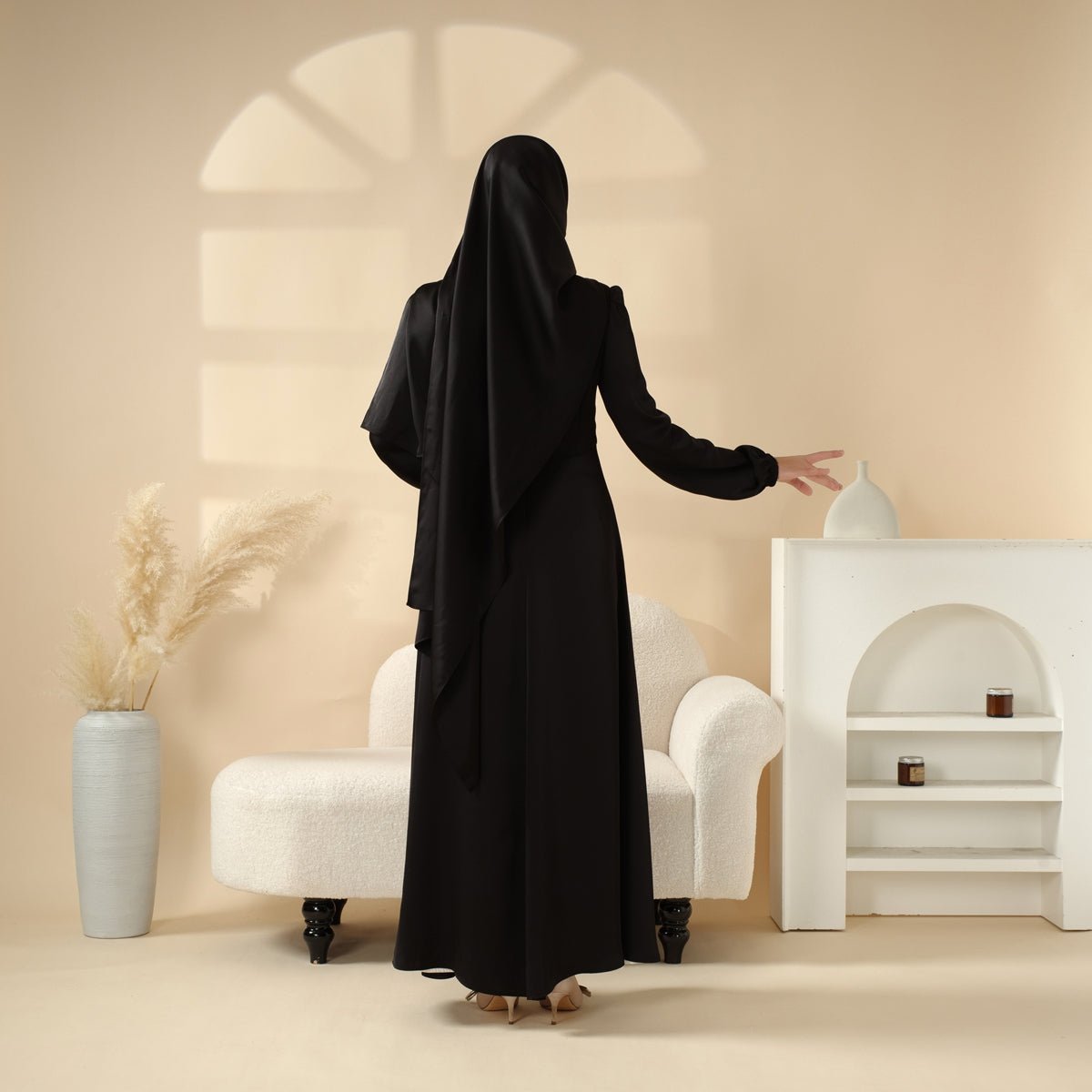Removable Cross - Front Straps Design Premium Satin Dress Abaya (MA133) - Mariam's Collection