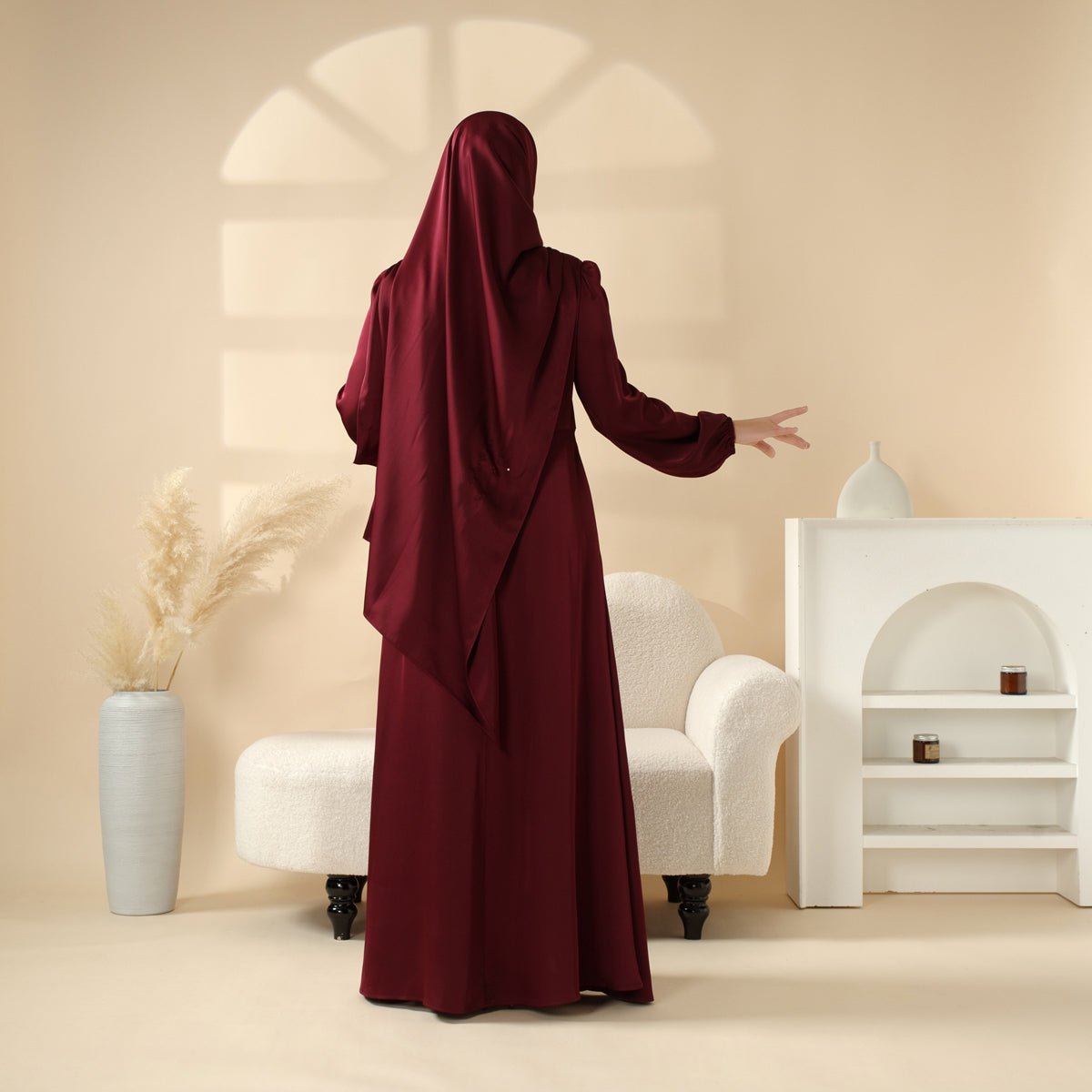 Removable Cross - Front Straps Design Premium Satin Dress Abaya (MA133) - Mariam's Collection