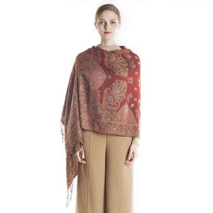 Reversible Paisley Fringe Shawl Wrap Scarf - Soft Silky Texture - Mariam's Collection