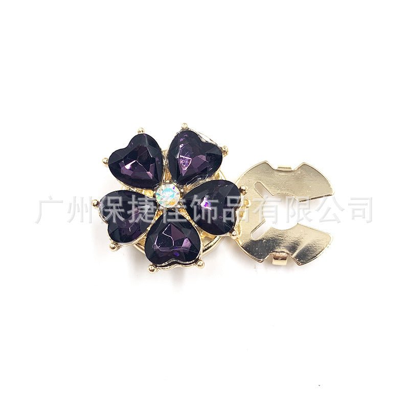 Rhinestone Button Covers | Crystal Flower Decorative Clips(MAC359) - Mariam's Collection