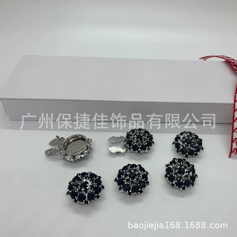 Rhinestone Button Covers | Crystal Flower Decorative Clips(MAC359) - Mariam's Collection