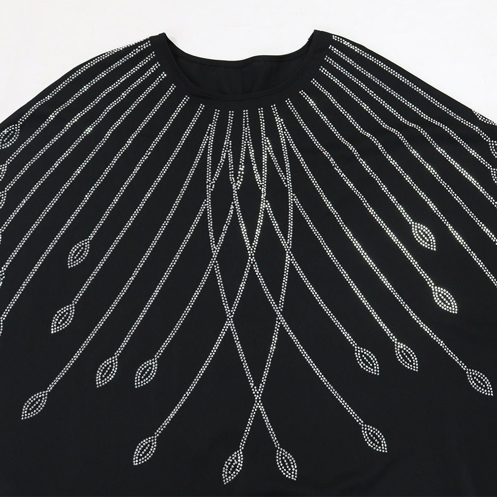 Rhinestone Embellished Butterfly Sleeve Abaya | Art Deco Kaftan Gown(MA374) - Mariam's Collection