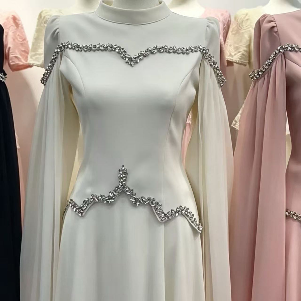 Rhinestone Embellished Evening Gown(MS560) - Mariam's Collection