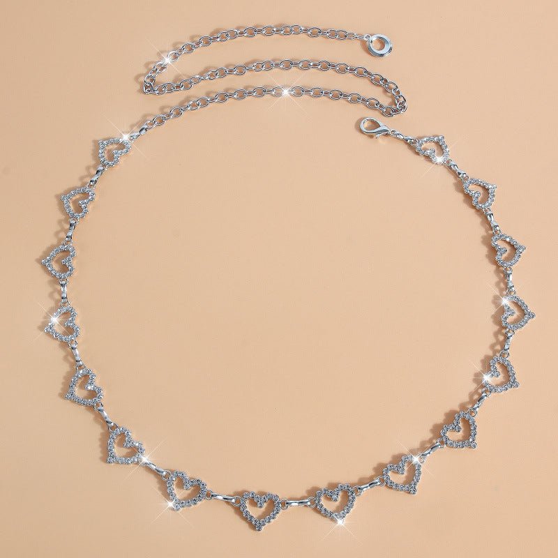 Rhinestone Heart Waist Chain | Crystal Body Chain Belt(MAC361) - Mariam's Collection