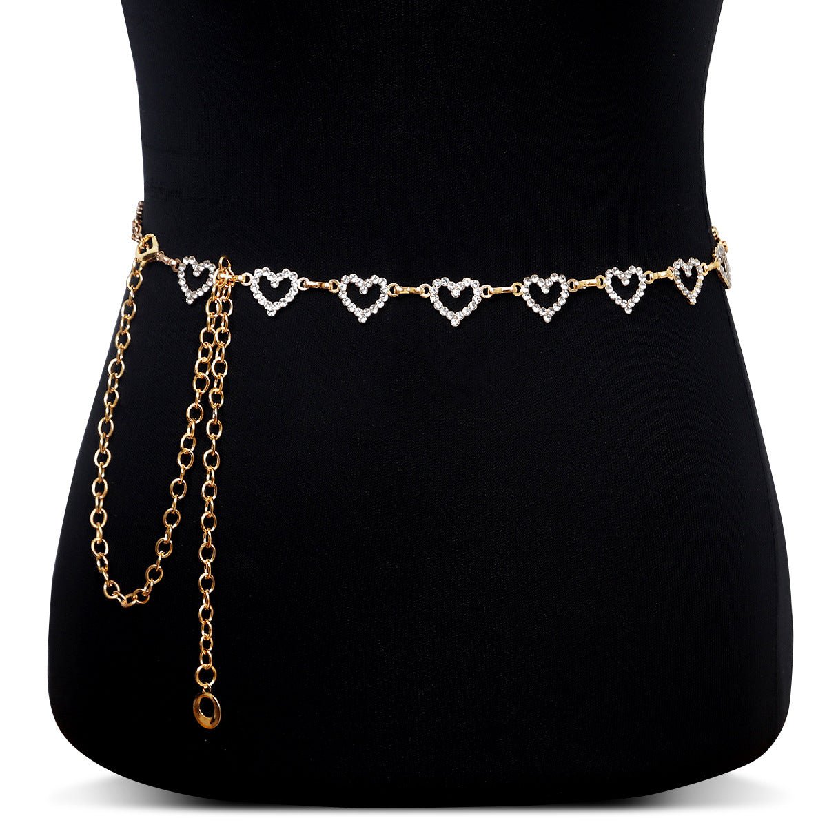 Rhinestone Heart Waist Chain | Crystal Body Chain Belt(MAC361) - Mariam's Collection