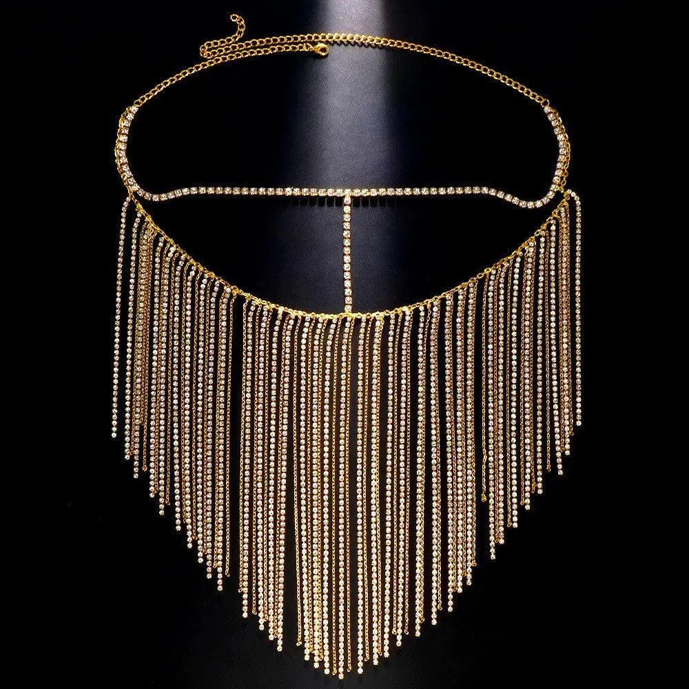 Rhinestone Tassel Face Chain Mask - Bling MAC054 Cover for Parties & Events - Mariam's Collection