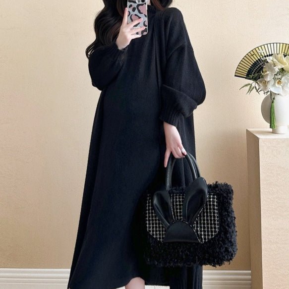 Ribbed Knit Cardigan & Tank Dress Set(MS202) - Mariam's Collection