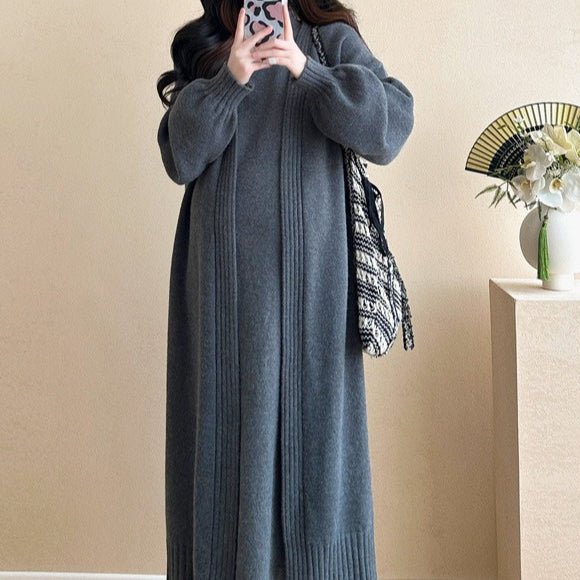 Ribbed Knit Cardigan & Tank Dress Set(MS202) - Mariam's Collection