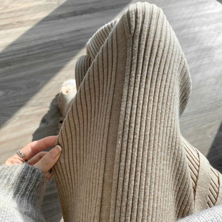 Ribbed Knit Frayed Wide Leg Pants | High Waist Drawstring Flare Pants(MS164) - Mariam's Collection