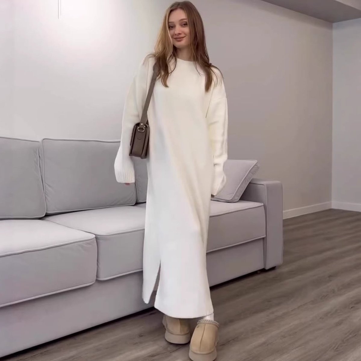 Ribbed Knit Maxi Dress – Modest Knit Winter Dress