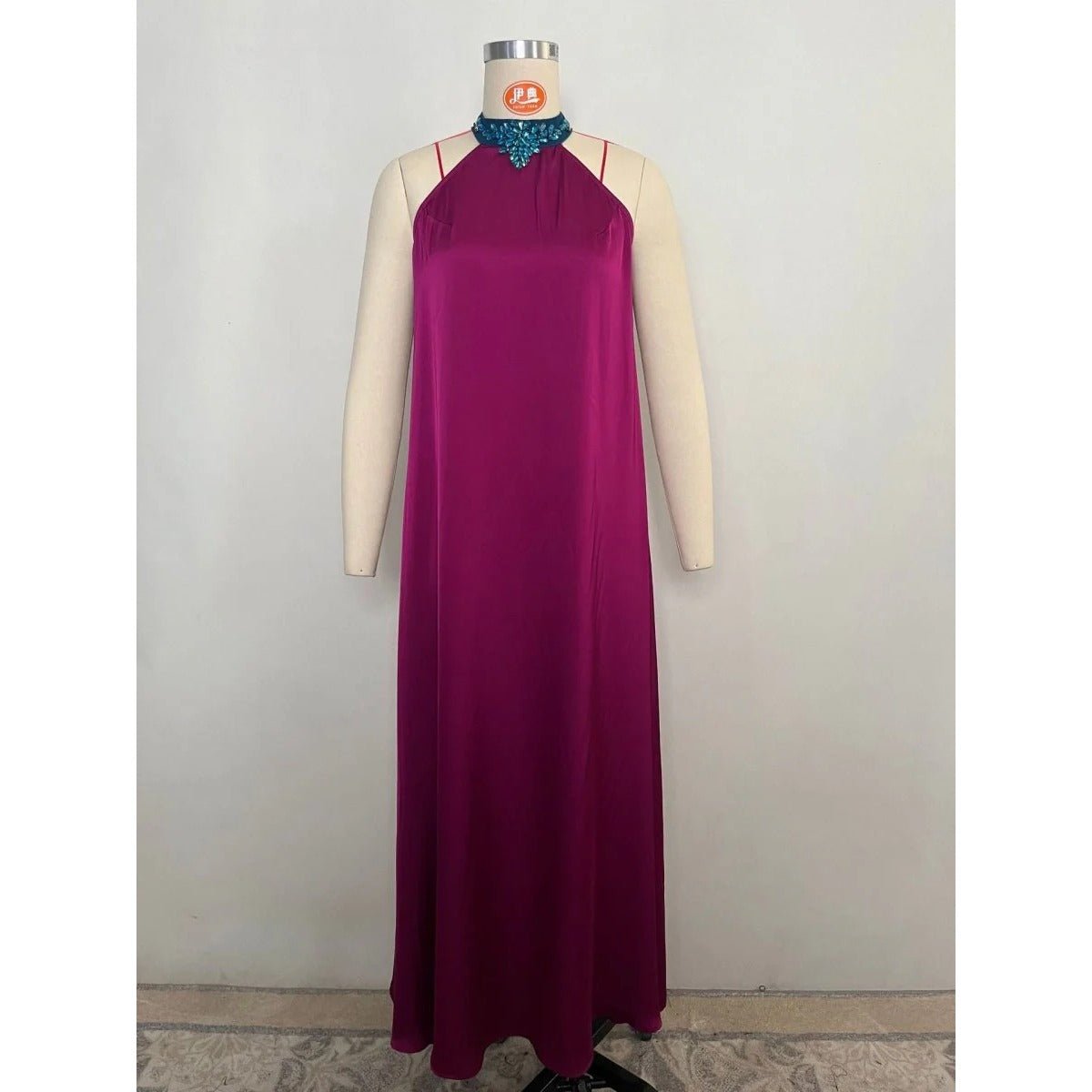 Rose Purple Luxury Feather - Embellished Abaya Dress Two - Piece Set with Crystal & Bead Details. (MOA159) - Mariam's Collection