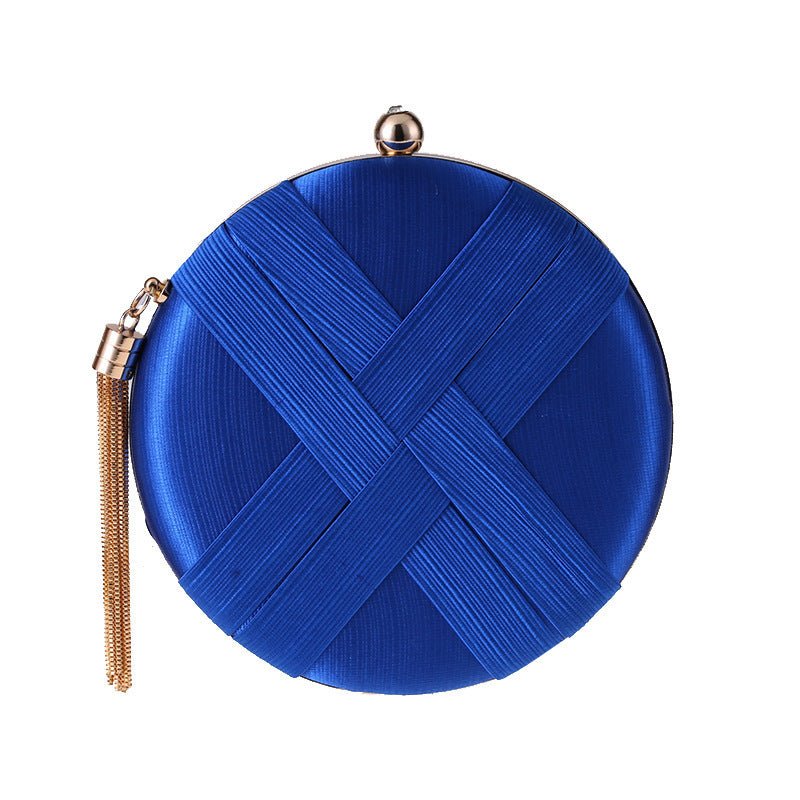 Round Evening Clutch Handbag with Braided Accent (MAC287) - Mariam's Collection