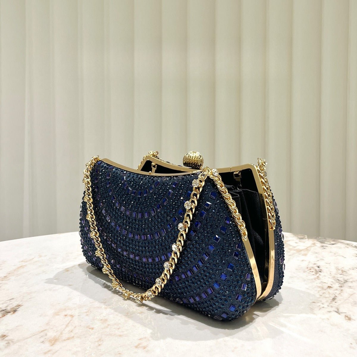 Royal Blue Glitter Clutch Bag Elegant Crystal - Embellished Evening Purse for Women (MAC277) - Mariam's Collection