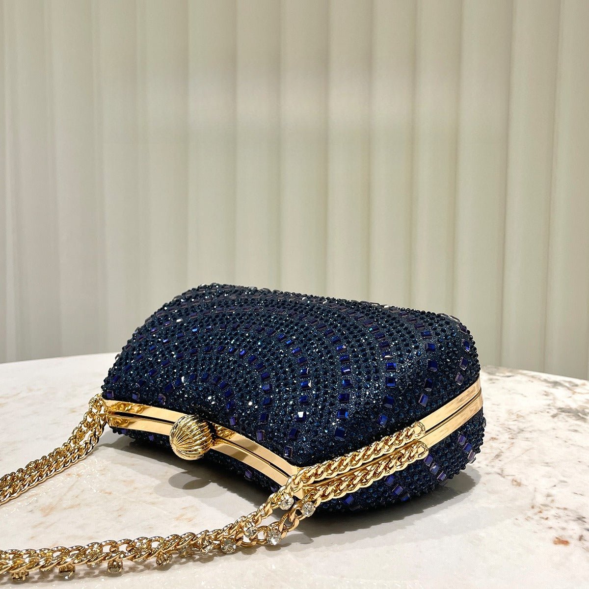 Royal Blue Glitter Clutch Bag Elegant Crystal - Embellished Evening Purse for Women (MAC277) - Mariam's Collection