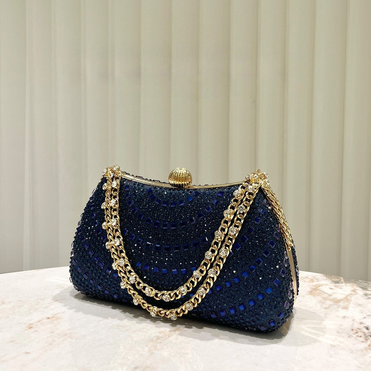 Royal Blue Glitter Clutch Bag Elegant Crystal - Embellished Evening Purse for Women (MAC277) - Mariam's Collection