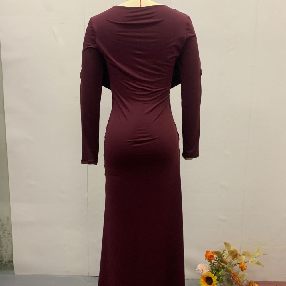 Ruched Bodycon Maxi Dress(MS219) - Mariam's Collection