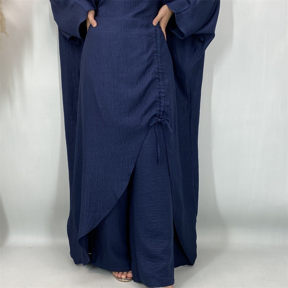 Ruched Drawstring Batwing Top & Wide-Leg Trousers Co-ord Set(MS478) - Mariam's Collection
