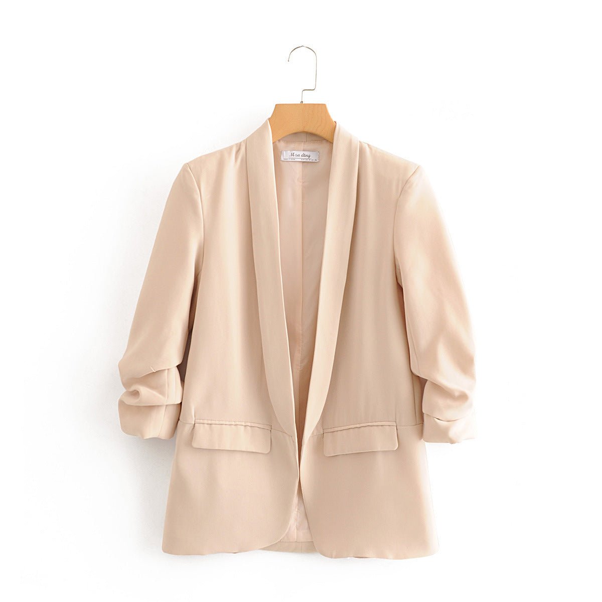 Ruched Sleeve Blazer | Three - Quarter Sleeve Longline Jacket (MS241) - Mariam's Collection