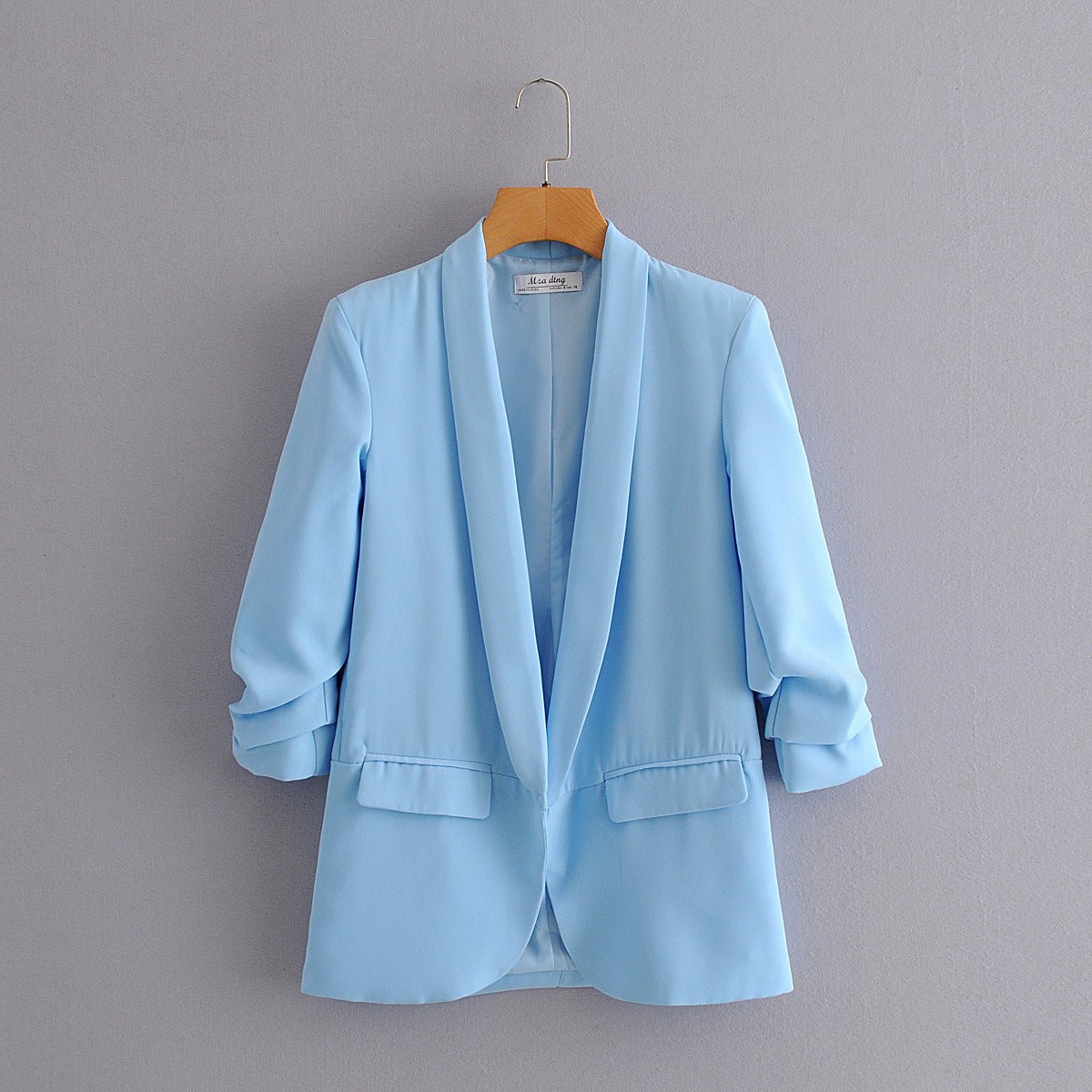 Ruched Sleeve Blazer | Three - Quarter Sleeve Longline Jacket (MS241) - Mariam's Collection