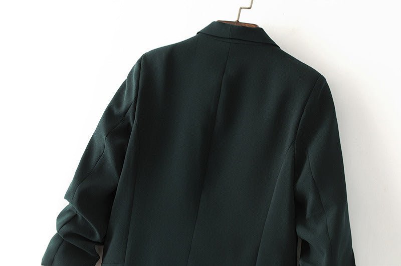 Ruched Sleeve Blazer | Three - Quarter Sleeve Longline Jacket (MS241) - Mariam's Collection