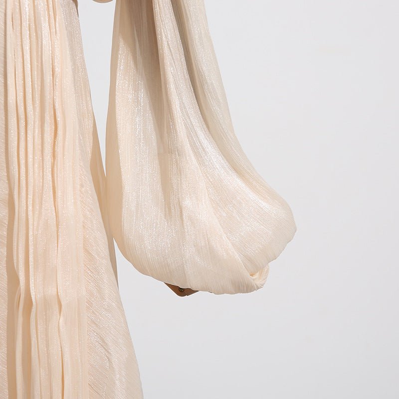 Satin Tie - Neck Blouson Dress(MS354) - Mariam's Collection