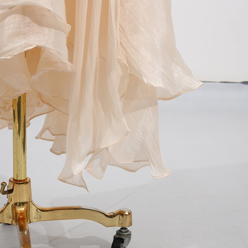 Satin Tie - Neck Blouson Dress(MS354) - Mariam's Collection