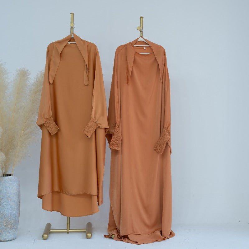 Satin Velvet Mother Daughter Matching Set | Full Circle Maxi Dress with Hijab & Batwing Sleeves(MJ022) - Mariam's Collection