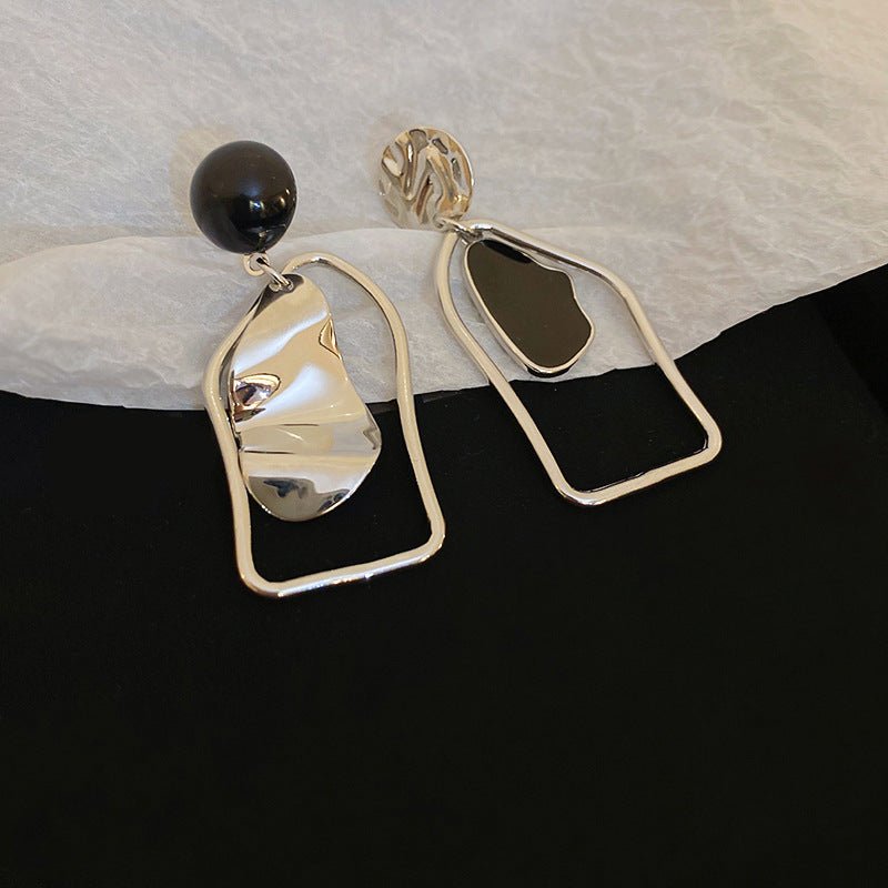 Sculptural Asymmetric Drop Earrings with Abstract Lines (MAC321) - Mariam's Collection