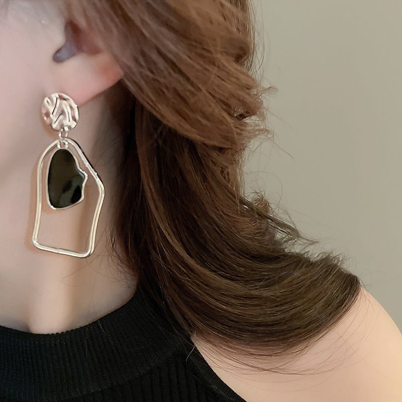 Sculptural Asymmetric Drop Earrings with Abstract Lines (MAC321) - Mariam's Collection