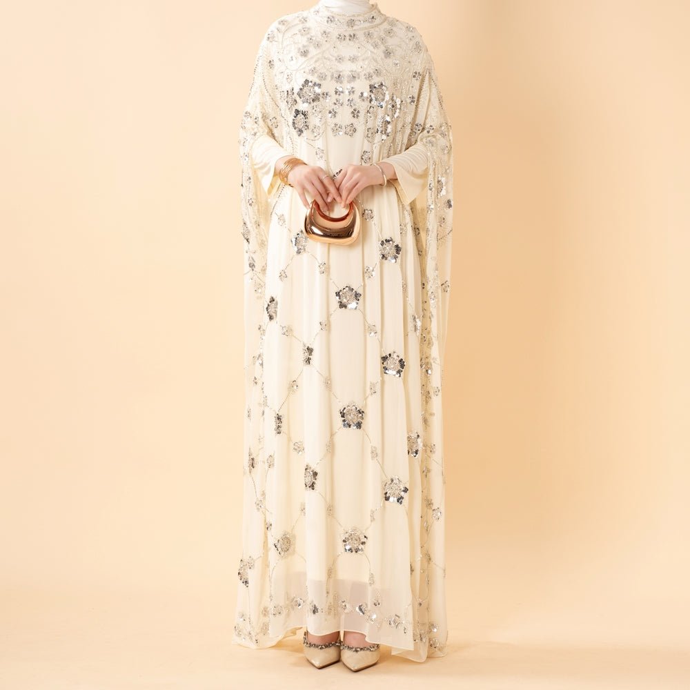 Sequin Embroidered Batwing Abaya(MA454) - Mariam's Collection