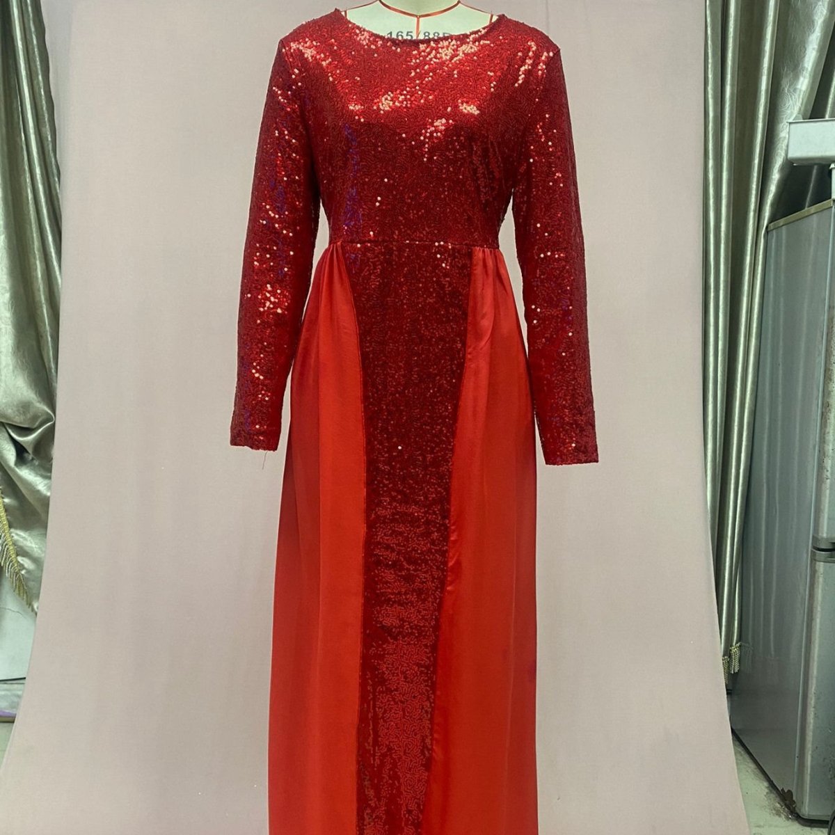 Sequin Gown Long Sleeve Fitted Maxi Dress(MS235) - Mariam's Collection