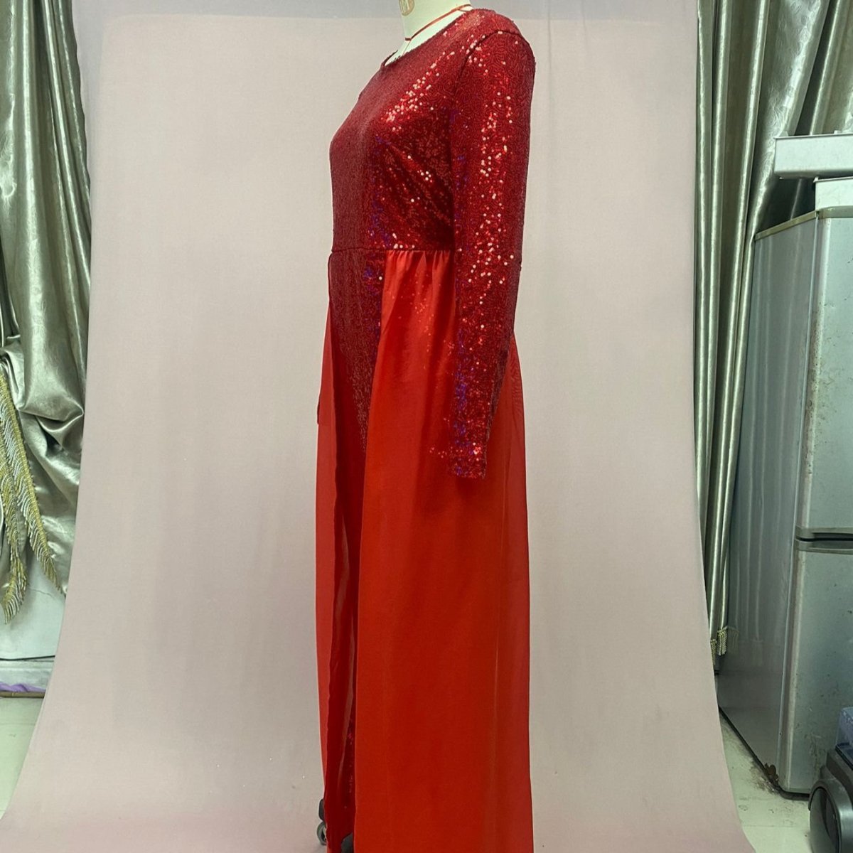 Sequin Gown Long Sleeve Fitted Maxi Dress(MS235) - Mariam's Collection