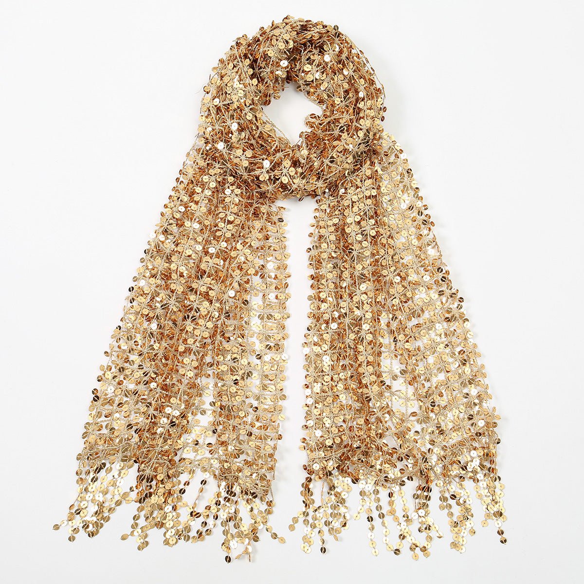 Sequin Mesh Shawl Hijab with Fringe(MH206) - Mariam's Collection