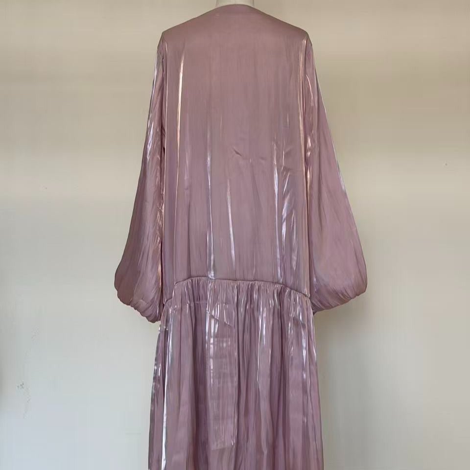 Shimmer Pull-On Abaya with Detachable Belt - MP078 - Mariam's Collection