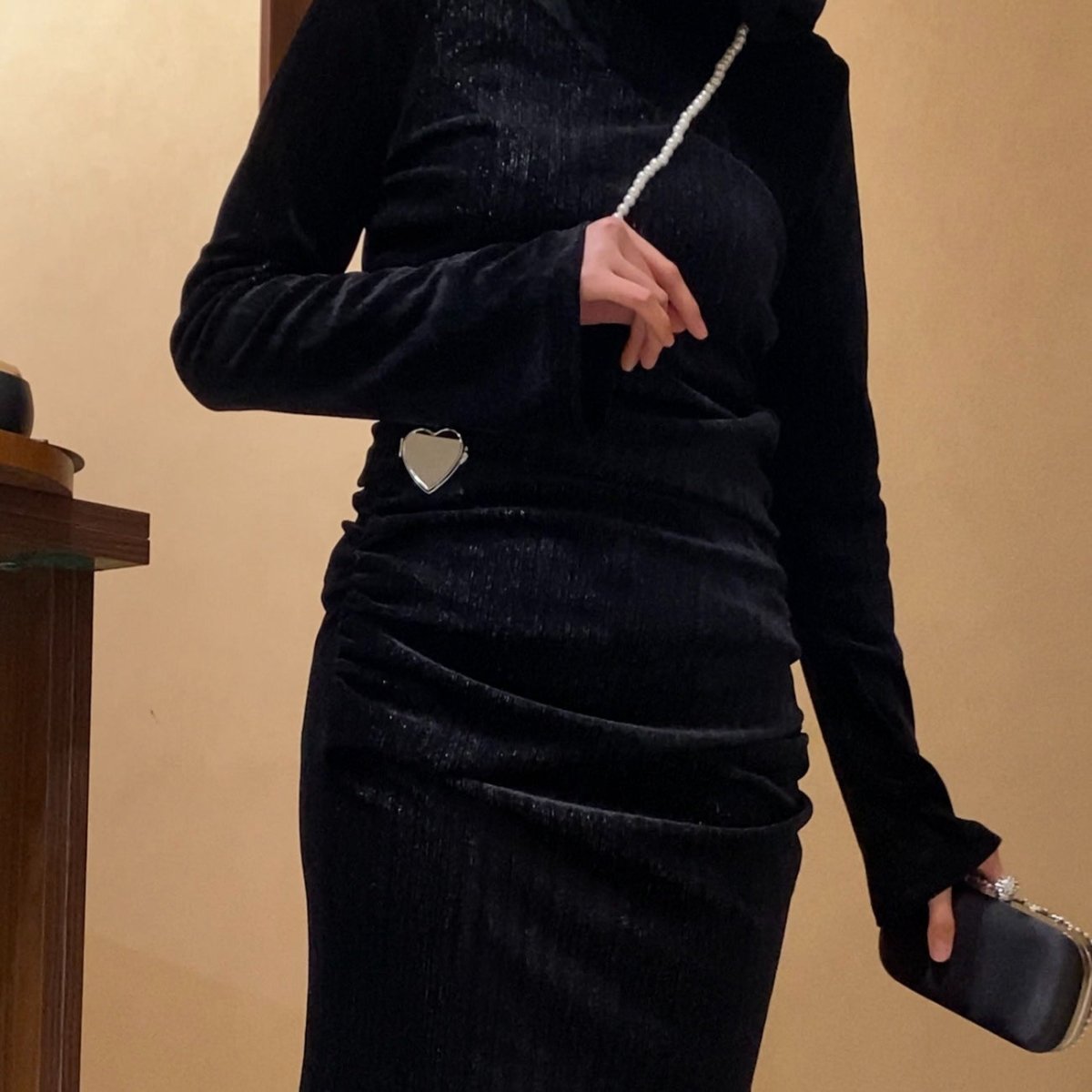 Shimmer Velvet Ruched Mermaid Gown(MA358) - Mariam's Collection