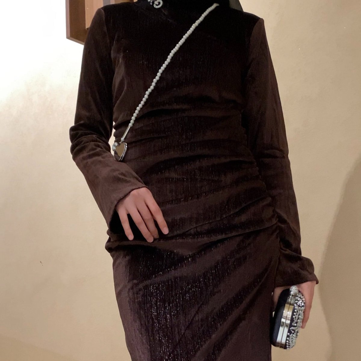 Shimmer Velvet Ruched Mermaid Gown(MA358) - Mariam's Collection