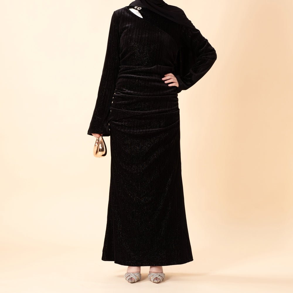 Shimmer Velvet Ruched Mermaid Gown(MA358) - Mariam's Collection