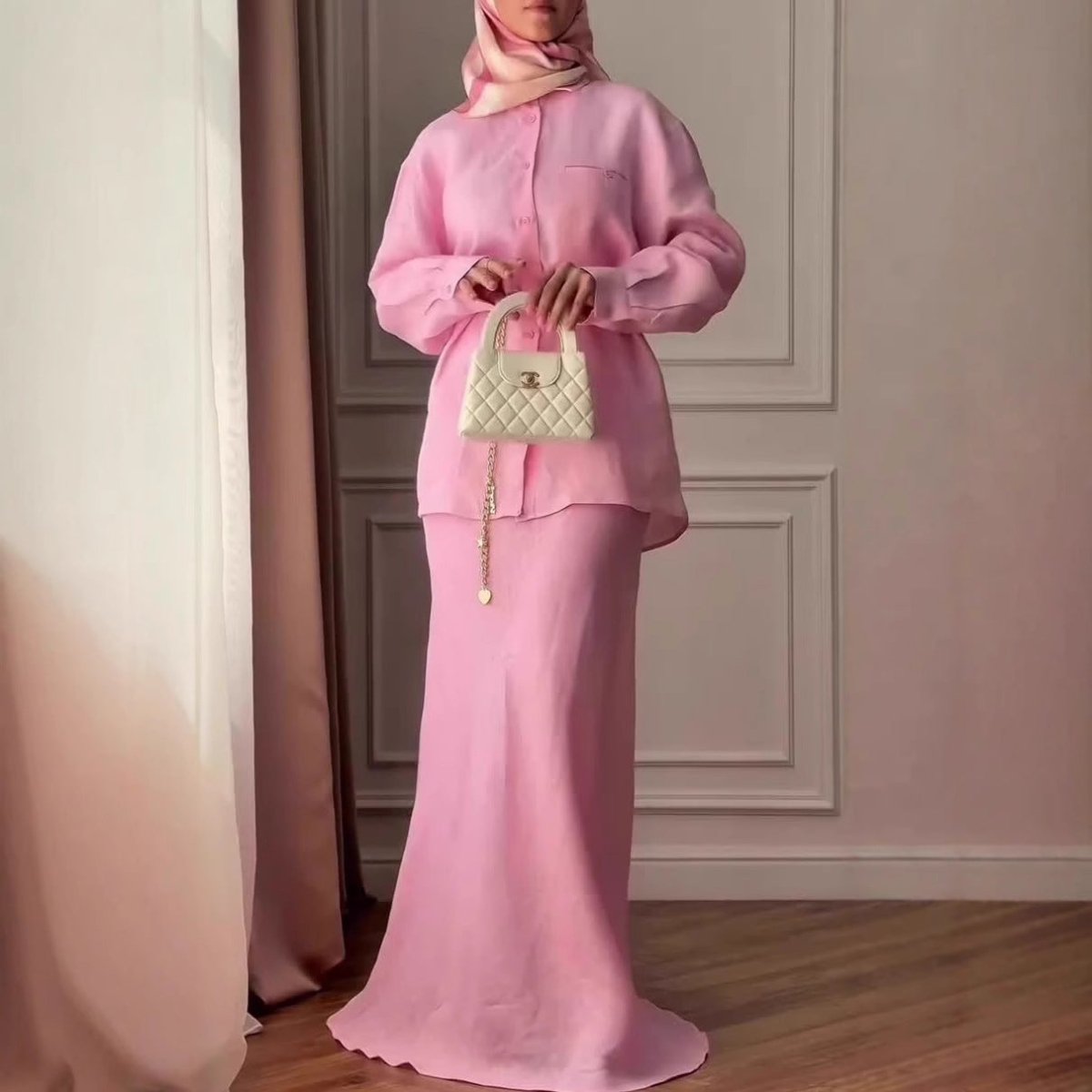 Shirt & Smooth Maxi Skirt Two-Piece Co-ord Set(MS491) - Mariam's Collection