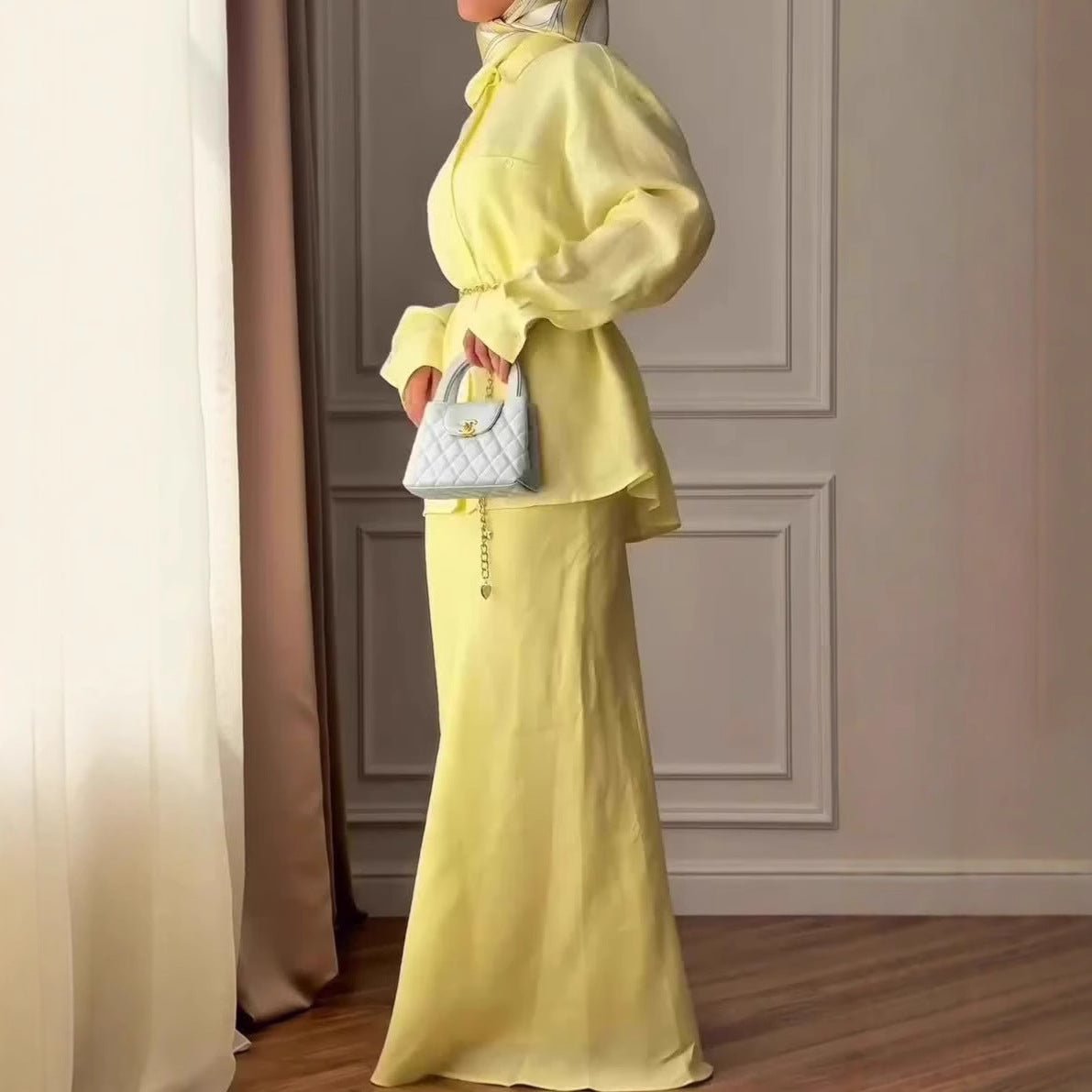 Shirt & Smooth Maxi Skirt Two-Piece Co-ord Set(MS491) - Mariam's Collection