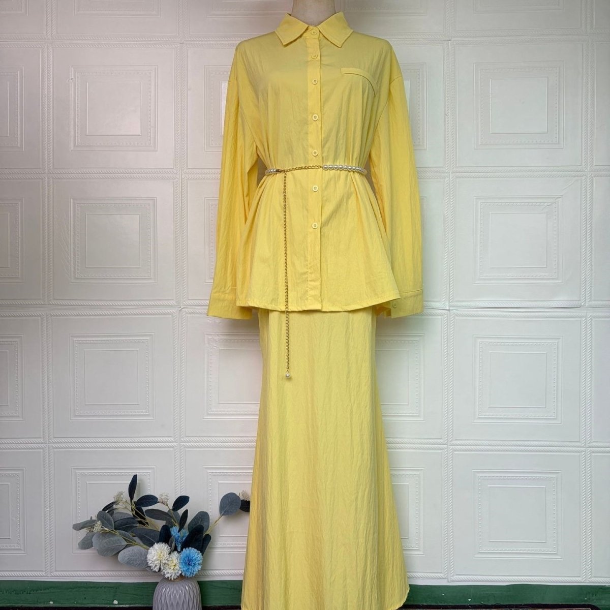 Shirt & Smooth Maxi Skirt Two-Piece Co-ord Set(MS491) - Mariam's Collection