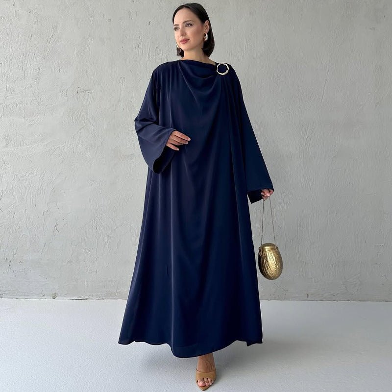 Side Slit Round Neck Maxi Dress Abaya with Matching Pants 2 - Piece(MA306) - Mariam's Collection