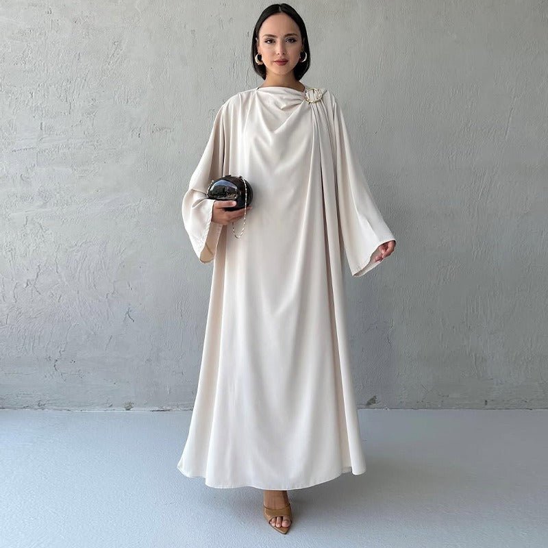 Side Slit Round Neck Maxi Dress Abaya with Matching Pants 2 - Piece(MA306) - Mariam's Collection