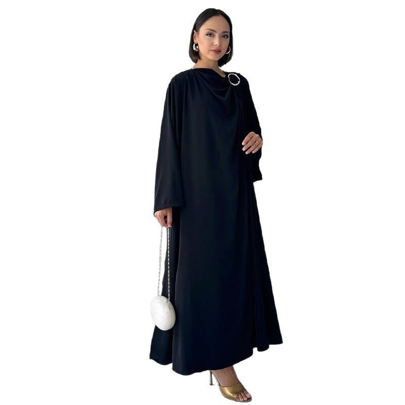 Side Slit Round Neck Maxi Dress Abaya with Matching Pants 2 - Piece(MA306) - Mariam's Collection